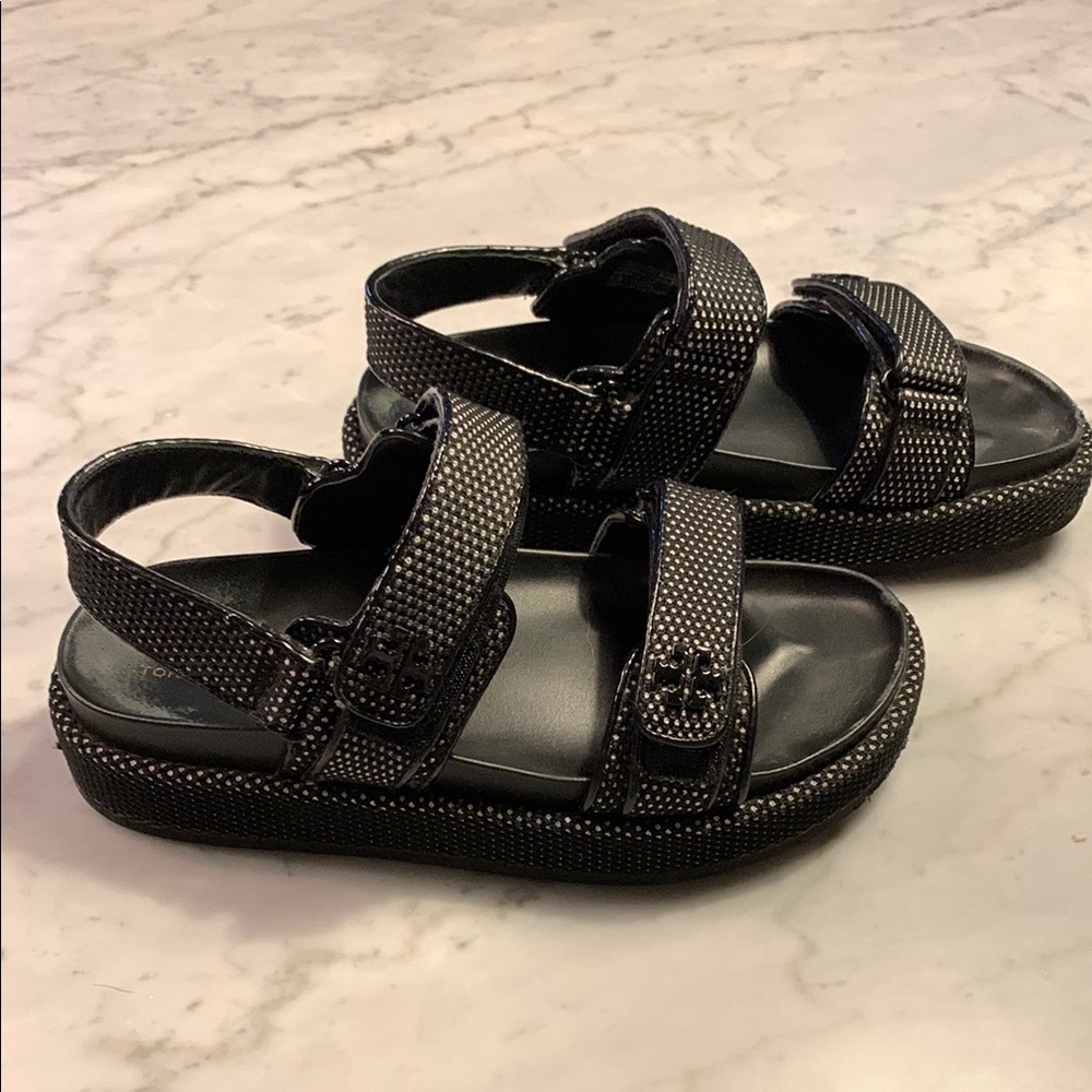 Tory Burch Black Sandals with Adjustable Straps and Durable Sole